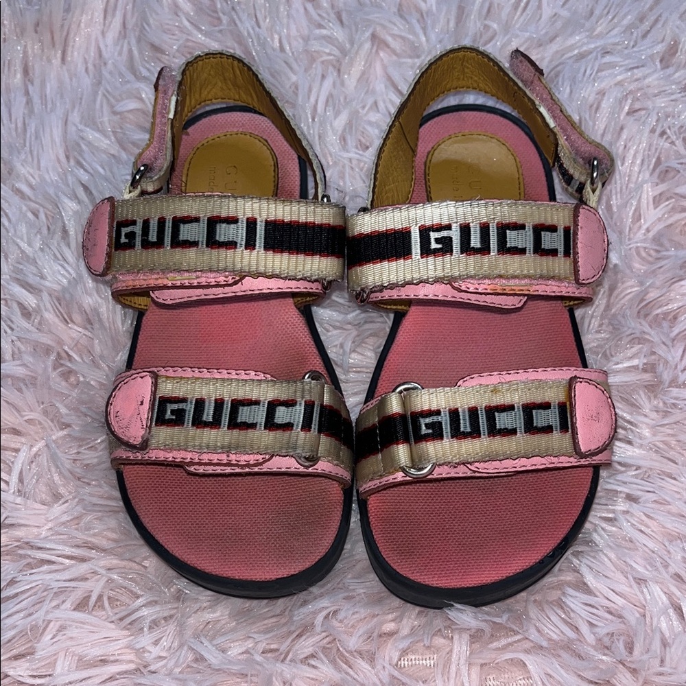 Gucci Kids Pink and Black Sandals
